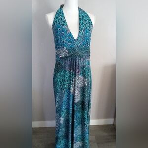 5th & Love Blue and Green Patterned Maxi Dress